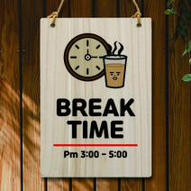 뭉키데코 나무 안내판 팻말 푯말 표지판 나무팻말 오픈클로즈(A4)_W5_077_break time 02, W5 기본