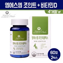 엠에스엠 조인트 글루코사민 MSM 비타민D 관절 연골 영양제 상어연골 녹색홍합 보스웰리아 무릎 어께 발목 손목 손가락 건강, 2통, 엠에스엠 조인트플렉스 60개입