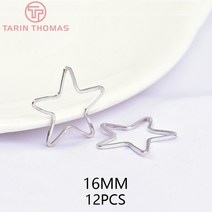 358914MM 18MM 20MM 24K 골드 컬러 도금 황동 둥근 별 모양 폐쇄 링 Diy 쥬얼리 액세서리, [25] 3601-Platinum 12PCS