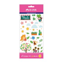 스쿨문구 유니아트 1500 교육용 투명 스티커 DIY 만들기 봄꽃나무 11x19cm