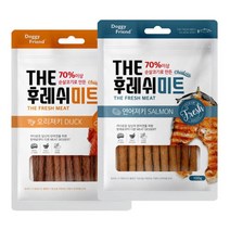 살코기 애견 간식껌 오리연어 져키2종 말랑 예절교육 교육후