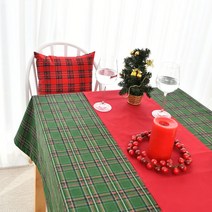 찬미디자인 크리스마스 성탄절 식탁보 테이블보, 2인용 직사각 130x110, X-mas. 그린체크 + 러너