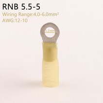 터미널 압착기 단자 케이블 전선 유압 슬리브 열 수축 절연 링 와이어 전기 크림프 M5M6M8M10 구색 배선 커넥터, RNB Yellow 5.5 M5, 5PCS