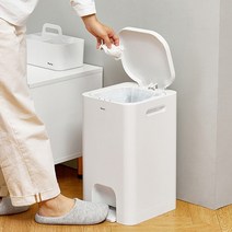 제이와이홀딩스 20리터 종량제 쓰레기통 페달식 모던 휴지통, 화이트