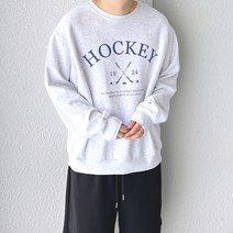 코튼 레터링 하키 나염 오버핏 맨투맨 (4color)