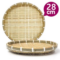대나무 채반 원형 28cm (소쿠리 바구니 전 부침개 광주리), 품번4034