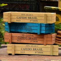 플랜트박스 화단 텃밭 화분 베란다 옥상 방부목 상자 상자텃밭 1 pc 상자 사각형 테이블 꽃 식물 냄비 정원 장식 빈티지 즙이 많은 화분, 푸른