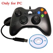 xbox 컨트롤러 4세대 5세대 3세대 배터리 충전 유선 호환 Xbox 360/PC용 USB Windows 7/8/10 게임 액세서리 Xbox360용 패드 조이스틱, Black for PC Only