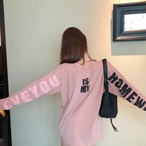 raondaon 긴팔 영문 커플 이쁜 루즈핏 오버핏 티셔츠 커스텀 무지 여성 긴티 여자 8W93166B