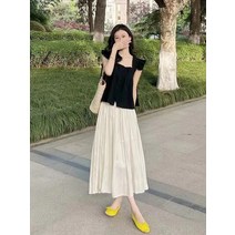 임부복 여름 숙녀복 세트 블랙 상의 하복 스커트 투피스