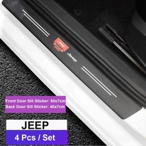 자동차 도어 씰 페달 커버 트림 스티커 4 개 bmw/벤츠/스코다/폭스 바겐/모리스차고/지프용 부품, 06 Black (For Jeep)