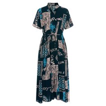 샵앤 프레임 차이나카라 플레어 반팔 원피스 CP-WDR-0834-블루