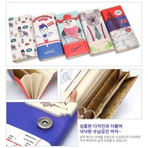 일러스트 자석 장지갑 세로형 넉넉한 수납 인형가방