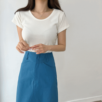 기본핏 쫀득 스판 골지 유넥 반팔 티셔츠 4color