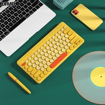DFMEI 노트북 무선 키보드 음소거 USB 외장, 단일사이즈, 노란색