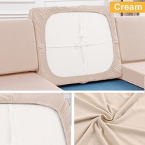 침대헤드쿠션 침대쿠션 커버 솔리드 컬러 소파 좌석 쿠션 탄성 보호 커버 애완 동물 세척 가능 이동식 케이스 가구 보호대134731, [09] 1pc Seatback cover, [03] Cream