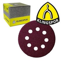 클링스포(Klingspor) PS22 5인치(125mm) 원형 8홀 원형페파 샌드페이퍼 60방-400방 50매(1통) 페인트 충전재 플라스틱 목재 금속 작업등에 적합, 60방(50매)