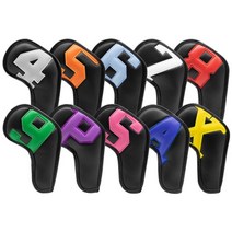 컬러 넘버링 골프 아이언 헤드 커버 (Color Numbering Golf Iron Head Cover), 블랙