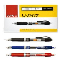 펜코리아(디오피스) 동아연필 유노크 0.5mm 흑청적, 12개입, 청색