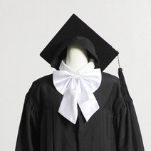 학사리본 자동넥타이 졸업학사모 화이트 리본