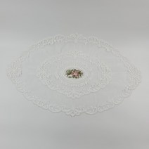 [신박한 잡화] 레이스 타원 73cm x 45cm 테이블매트 화이트 아이보리 인디핑크, 타원 73cm x 45cm 아이보리