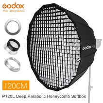 소프트박스 Godox-딥 파라볼릭 보웬 프로포토 엘린크롬 마운트 P120L 120CM 스튜디오 플래시 스피드 라이트 리플렉터 용 허니콤 그리드 포함, 01 for Bowens Mount