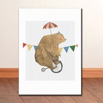 a205 일러스트 홈데코 아이방 외발자전거 곰 서커스 캔버스액자, 고급형유광전처리_S_16cm x 23cm