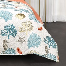 Lush Decor 7피스 해안 암초 깃털 퀼트 세트 정품보장