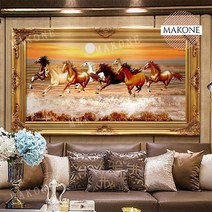 달리는 말 대형 액자 보석십자수 DIY 직장인 취미생활, 둥근큐빅 150 x 60