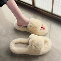 오너클랜 따뜻한 인조 퍼 거실용 사무실용겨울 방한 털 슬리퍼