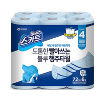 스카트 스카트 향균 프레쉬블루 행주타올 72매 x 6롤, 6롤 x 2팩