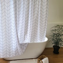 글랑앤 패브릭 방수 욕실 샤워 커튼 4 체크 그레이, 1. 헤링본 화이트 120x180, 1개, 멀티(혼합)컬러