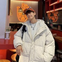 축구롱패딩 커플롱패딩 루즈핏 도톰 코트 학생 후드 쇼트