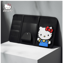 해야 헬로키티 차량용다용도 선바이저 티켓 명함 카드홀더 자동차안경홀더 차량용수납주머니, 블랙