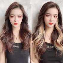 롱 컬러 그라데이션 헤어피스 브릿지 똑딱이 붙임머리, 오로라퍼플