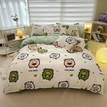 어스 원더 랜드 알로에면 프린트 침구풀세트 --침대 시트+이불 커버+베개 커버