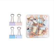 델리 골드 더블클립 집게 44p + 보관함 세트 C78205LF 파스텔, 32mm+25mm+29mm+15mm, 4세트