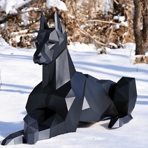 페이퍼크래프트 3D 퍼즐 가면 105cm/71cm 리컴번트 도베르만 개 3D 동물 조각 종이 공예 침실 거실 수제 D, 02 105cm, 01 Black