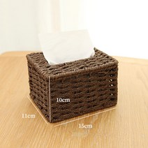 라누아 라탄 티슈케이스 휴지케이스 커버, 커피색상-New(길이너비및높이15x11x10cm), 30개
