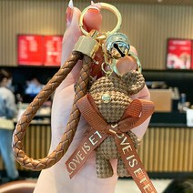 귀여운 수지 키 체인 매력 넥타이 곰 펜던트 여성 가방 자동차 열쇠 고리 휴대 전화 고급 보석 액세서리 아이 소녀 선물