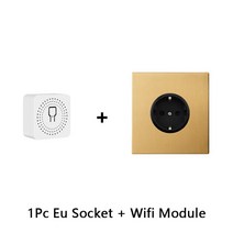 iot스위치 Avoir Tuya 스마트 라이프 라이트 스위치 벽 와이파이 모듈 센서 토글 골드 스테인레스 스틸 전기 콘센트 EU French Pulgs, [10] 3G 3M