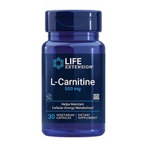 라이프 익스텐션 L카르니틴 500mg 아미노산 에너지 부스터 신진 대사 논 GMO 글루텐 프리 30정