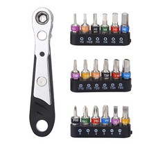육각 렌치 독일 세트 전동 비트 범용 마이크로 래칫 스크루드라이버 뒤집 수 있는 드라이브 핸들 필립스 홈이 있는 별모양 14 드라이브 멀티, 무작위 색상