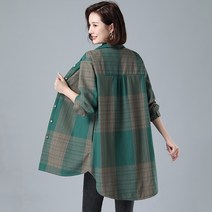 여성기모셔츠 융털 체크남방 하늘비즈 A25 K537D534