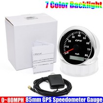 2023 새로운 85MM GPS 속도계 게이지 7 색 백라이트 30 ~ 200MPH 보트 자동차 오토바이 안테나 방수, 13 80MPH BS