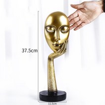 소품샵 카페 소품 포토존 장식컵 홈 장식 수지 조각 동상 북유럽 추상 미술 DIY 컬러 페인팅 거실 사무실 가구 얼굴 마스크 공예, [02] L-Gold
