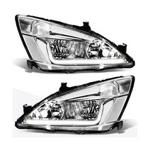 PM PERFORMOTOR 690249 퍼포머 PMHLHACC0307LBCC 크롬 하우징클리어 코너 전조등 0307 혼다 어코드와 호환, Chrome Clear, LED DRL
