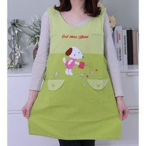 원피스 앞치마 도트 강아지/교회/어린이집/ 유치원 /교사용/ 원피스 앞치마/, 연두