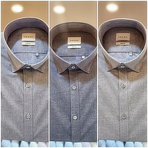 예작 솔리드 카치온 스트레치(스판) 신사자수 배색 스냅 반소매 슬림셔츠 YJ1MBP686-BL.GY.NY