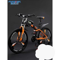 접이식 MTB 자전거 오프로드 산악자전거 24인치 입문, 화이트 블루  24인치 21단